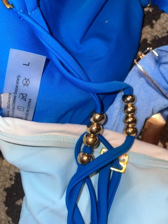 Blue Gradient One-Piece Swimsuit with Gold Accents Large NWNT - Picture 3 of 3